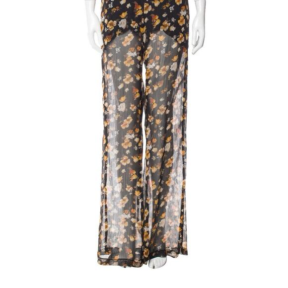 Reformation Sheer Yellow Floral Black Jumpsuit Size Small EUC - Picture 5 of 6